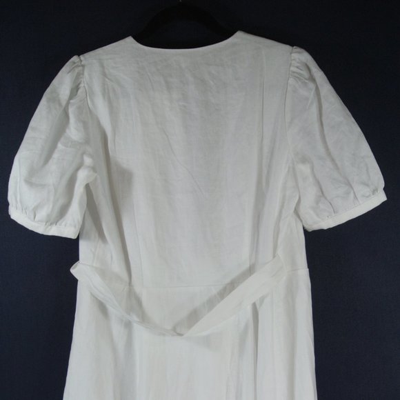 NEW REFORMATION Weiss Linen Wrap Maxi Dress in White Size L #321 - Picture 8 of 11